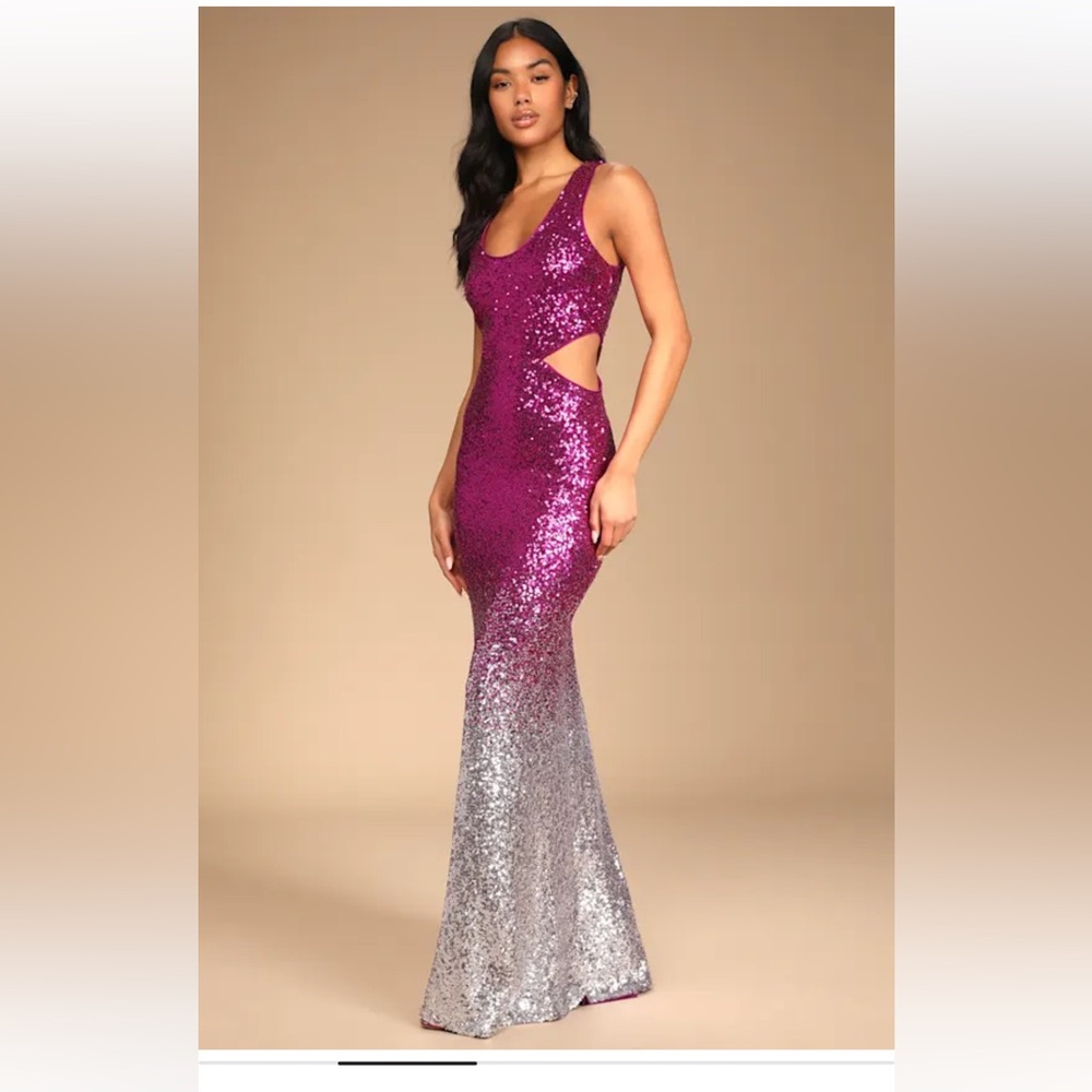 Lulu's Backless Sequin Dress - Pink and Silver - Picture 2 of 4